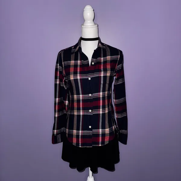 NEW Lucky Brand Navy Blue Plaid Button Up Shirt - Image 17