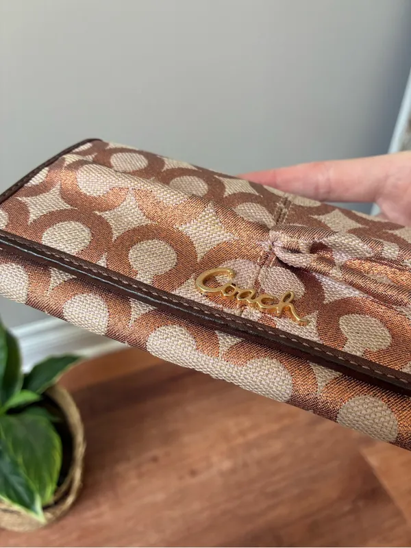 Coach Signature Jacquard Ruched Long Wallet, Glitter Monogram Print, Y2K - Image 11