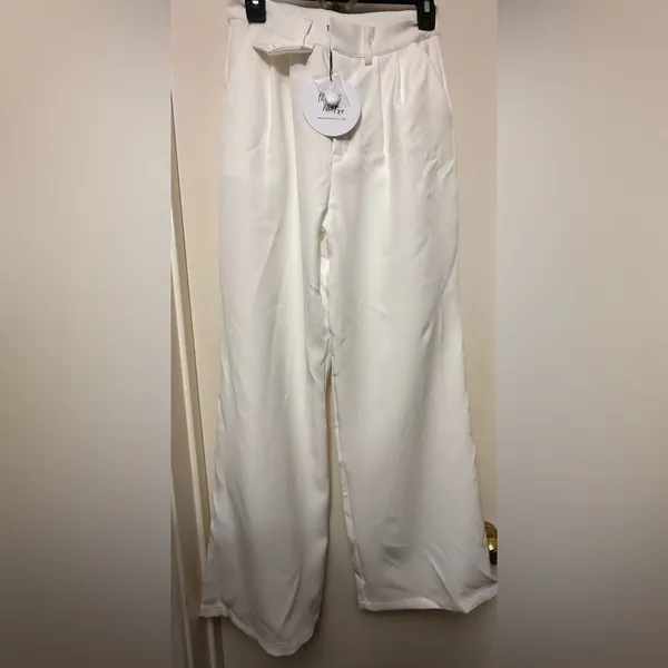 Princess Polly White Pleated Wide Leg Pants Size‎ 4 - Image 4