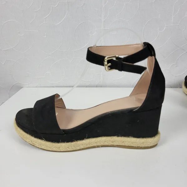 BCBGeneration Addie Women Sandals Size 7.5 Black Ankle Strap Espadrille Platform - Image 3