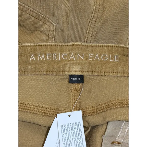 American Eagle Mom Straight‎ Corduroy Pants Tan Super High Rise 14 Long NEW - Image 6