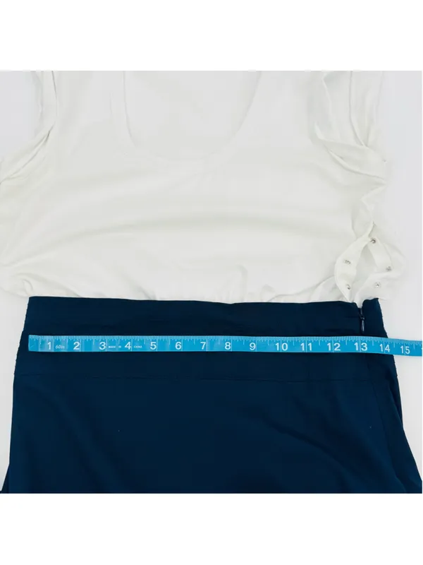 Women's Veronica Beard Amaia Midi Dress Size S Navy White - Image 8