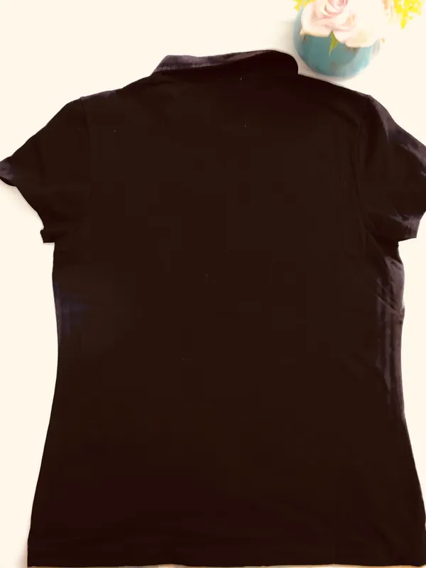 Womens Polo Shirt W/Bow Tie Black - Image 7