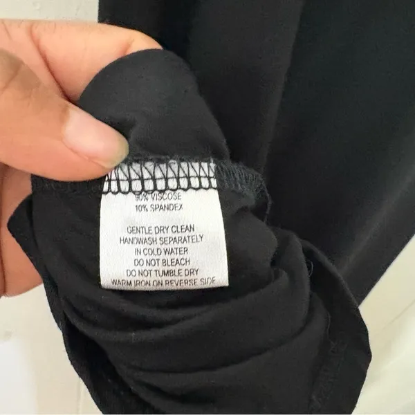 Pampelone Black Ruched Midi Dress Wrap Draped Spaghetti Strap Size M - Image 10