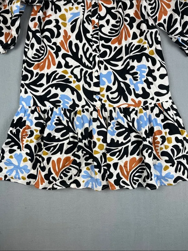 Suncoo Print Button-Front Linen Blend Dress Size: T1 (small) - Image 4