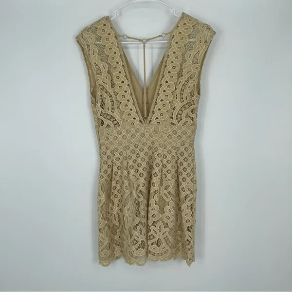 Free People One Million Lover‎ Ivory Lace Mini Dress Women Size 2 - Image 3