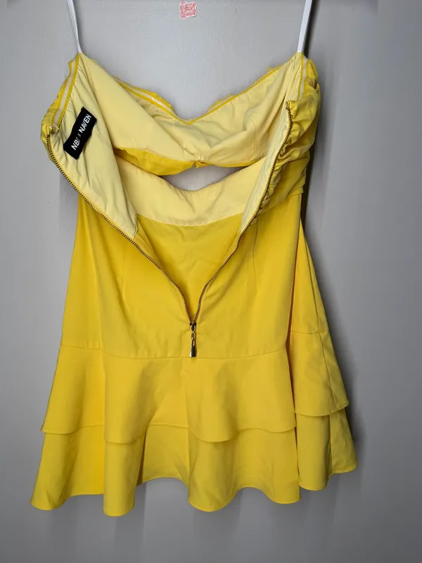 NBD x Naven Lauren‎ Bodycon Strapless Cutout Ruffle Cocktail Mini Dress Summer - Image 8