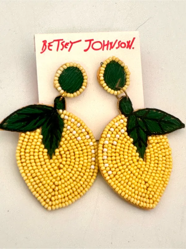 Betsey Johnson Lemon Beaded Drop Earrings - Image 2
