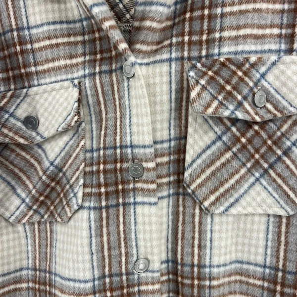 Altar’d State neutral shacket oversized S plaid fall winter soft outdoor plaid - Image 3