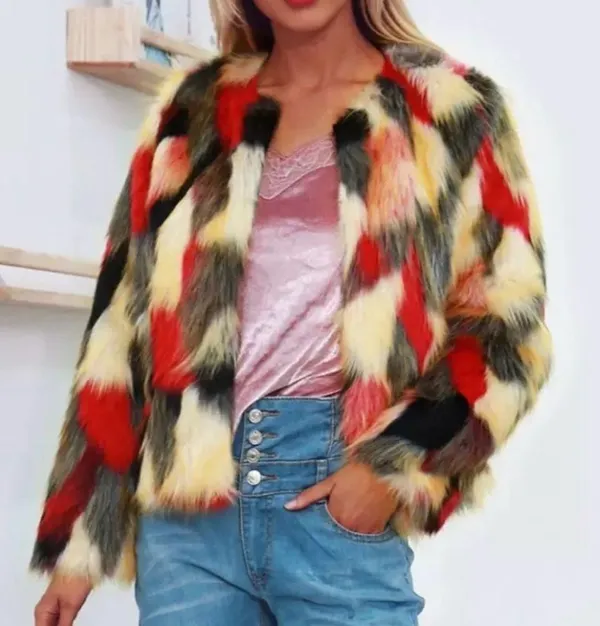 NEW Womens Shabby Faux Fur Jacket Lined S - Image 3