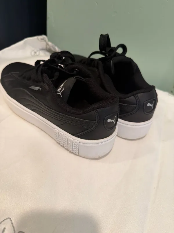 PUMA Smash Platform v3 Black Leather Women's Sneakers - Image 6