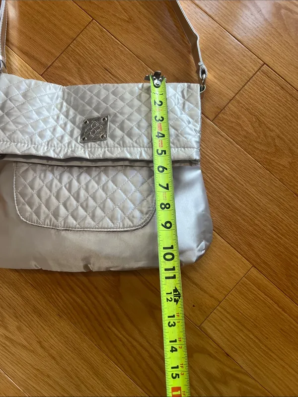 Silver Quilted Flap crossbody or Shoulder Bag - Image 5