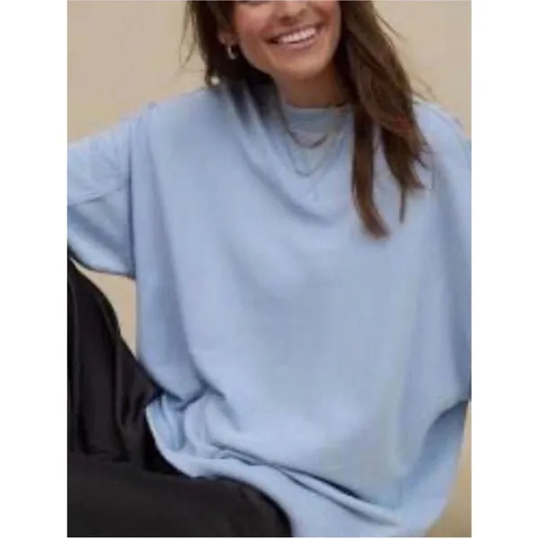 Aerie Down to the Earth oversized relaxed fit sweatshirt Light Blue Small - Image 11