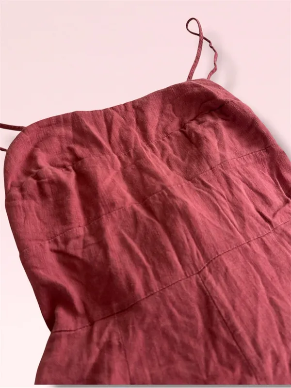 Audrey Parks Francesca’s Rust Rose Tie Back Wide Leg Jumpsuit Size S - Image 3