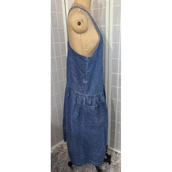 VTG‎ Sunbelt Jumper Dress Blue Jean Denim Overall Country Modest Cottagecore Lg - Image 15