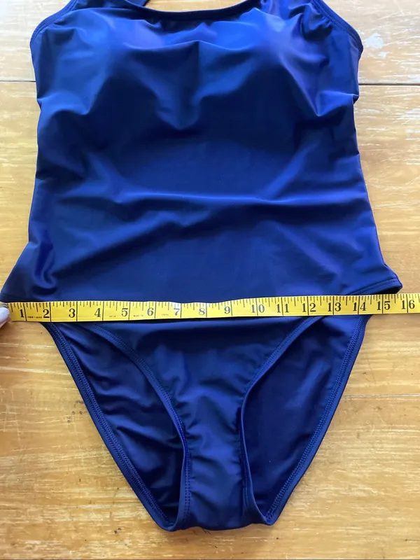 Quince NWOT Navy Blue Cross-Back One-Piece Swimsuit Large - Image 7