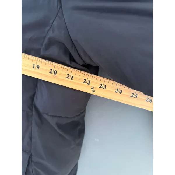 LOFT Women Black Puffer Jacket Shawl Collar Snap Front Quilted Long Coat Size S - Image 6