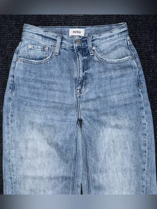 PISTOLA Ruby High Rise Palazzo Wide Leg Jeans Othello Light Wash Size 24 Seamed - Image 3
