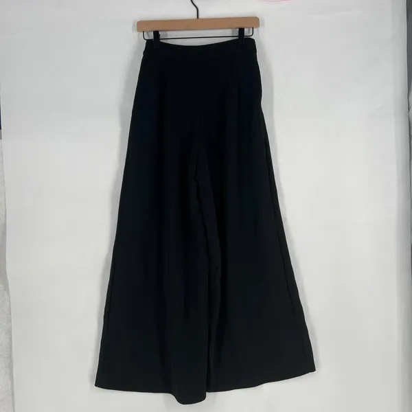 Shein Palazzo Crepe Pants Womens XS Black Pleated Side Zip‎ High Rise Wide Leg - Image 7