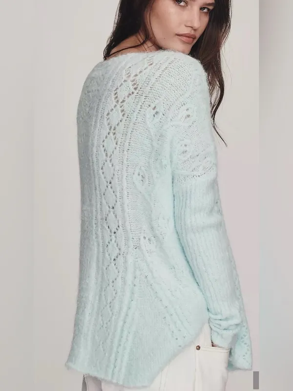 By Anthropologie Long-Sleeve Pointelle Sweater size small NWT - Image 3