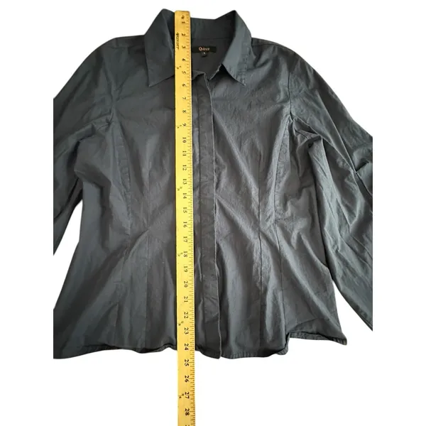 Quince 100% Organic Cotton Poplin Balloon Sleeve Shirt Small Ruched Blue #AAA7-6 - Image 4