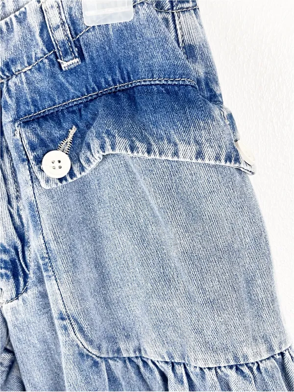 FREE PEOPLE Lotus Balloon Cuffed Hem Denim Blue Jeans Size 24 Boho Whimsical - Image 9