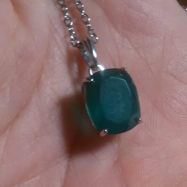 Verde Onyx Sterling Silver Pendant Stainless Steel Necklace - Image 11