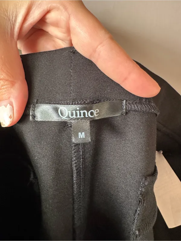 Quince Women’s Black Ultra-Stretch Ponte Straight Leg Pants Size Medium - Image 2