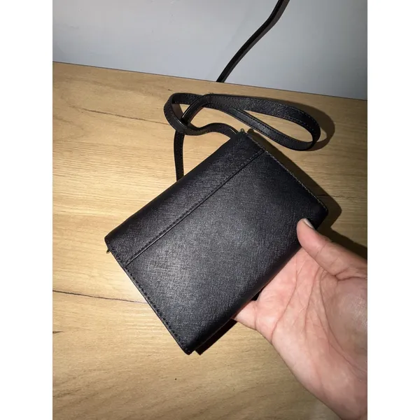 Kate Spade Black Saffiano Leather Chain Crossbody Wallet Bag Gold Hardware P - Image 4