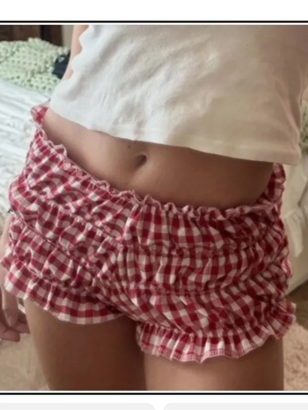 Red Gingham Smocked Shorts - Image 2