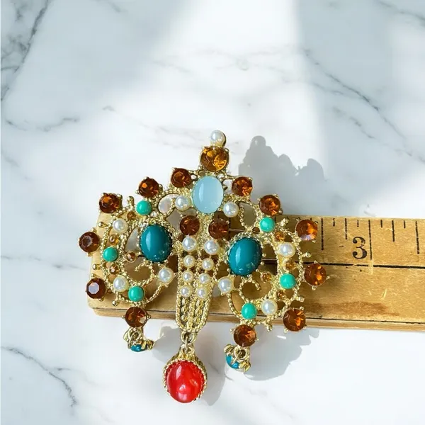 Vintage Inspired Multicolor Statement Brooch NEW - Image 4