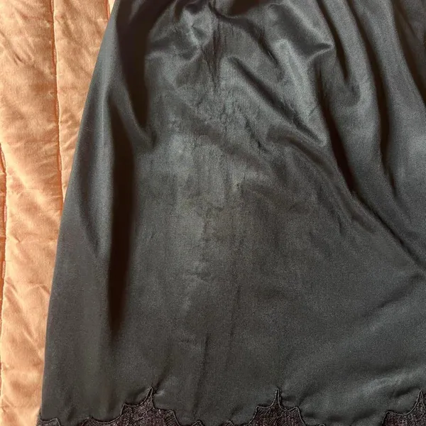 Black Nylon Lace Trim Slip Skirt Whimsygoth Vintage Made in USA Size Small - Image 5