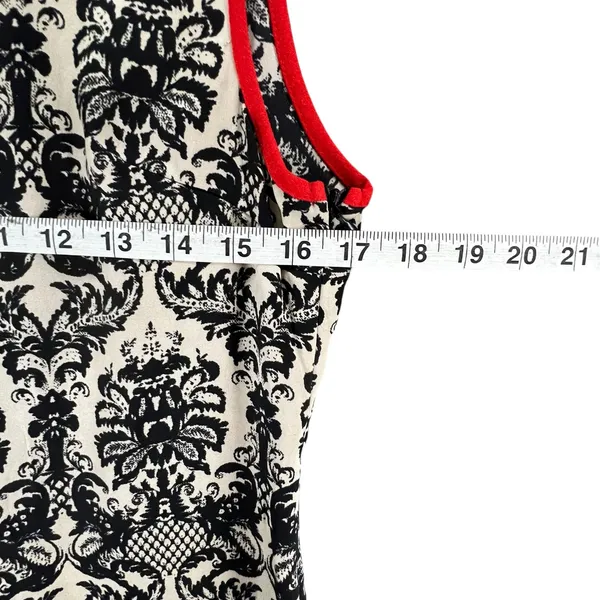 THML Shift Dress S Black Fleur De Lis‎ Red Colorblock Sleeveless Moulin Rouge - Image 9