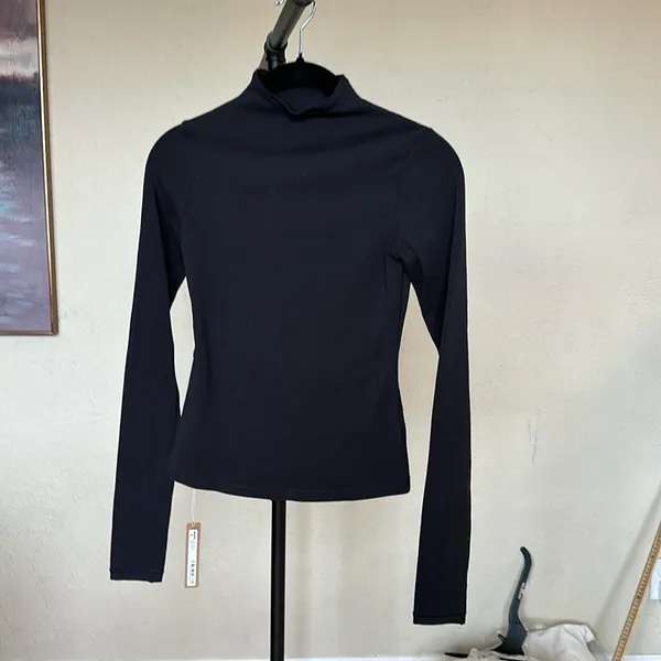 SKIMS NWT Cotton Jersey Turtleneck Top Soot Size S black - Image 2