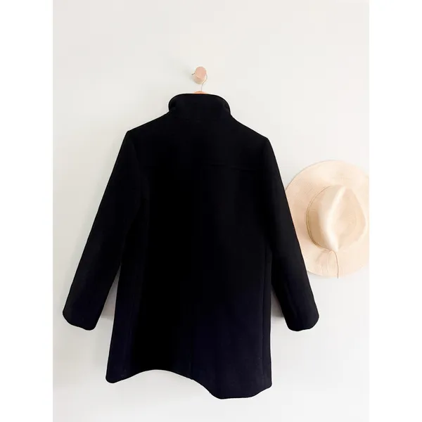 J.Crew Factory | City Coat with Button Neck Black Wool Blend | Sz 10P - Image 7