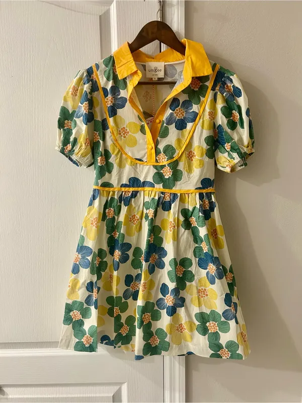 Umgee Yellow Floral Puff-Sleeve Dress - Image 2
