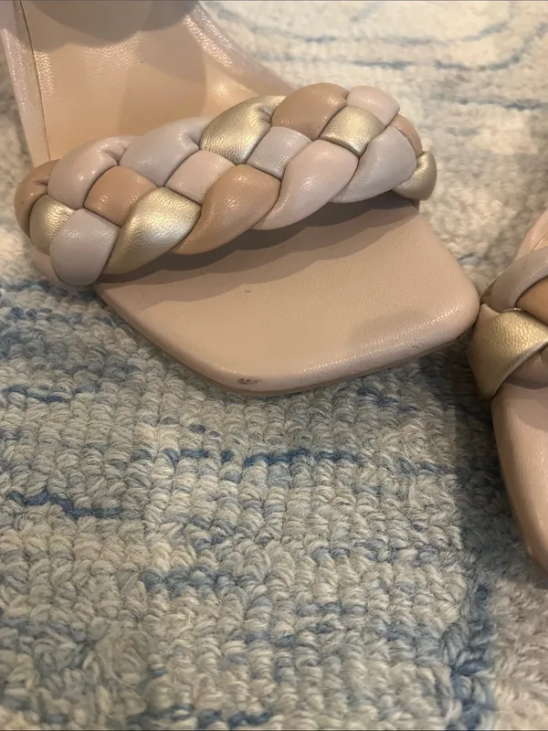 a new day Braided Double-Strap Block Heels - Cream with Gold Accent - Image 6