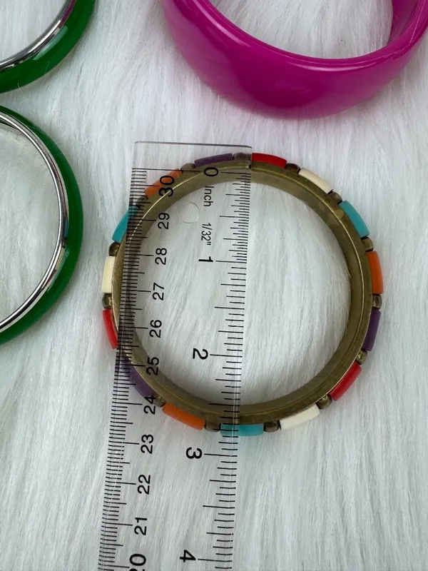 Y2K Lot of 6 Chunky Acrylic Stackable Bangle Bracelets Multi-Color Boho Chunky - Image 11