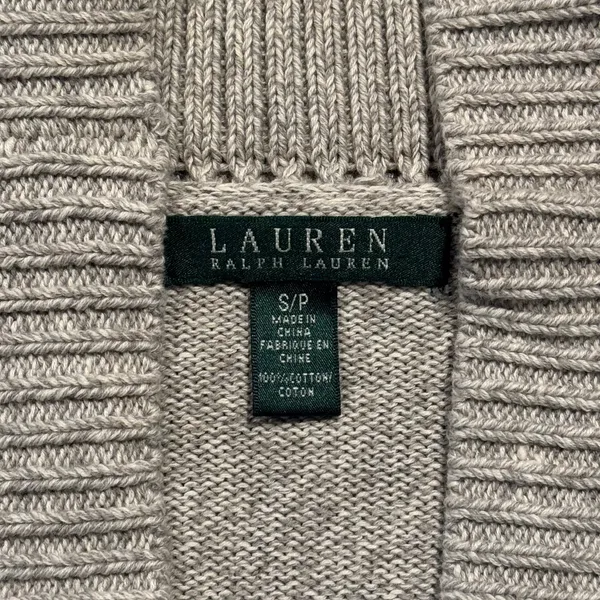 Lauren Ralph Lauren Cardigan Preppy Shawl Collar Academia Button Gray Size Small - Image 3