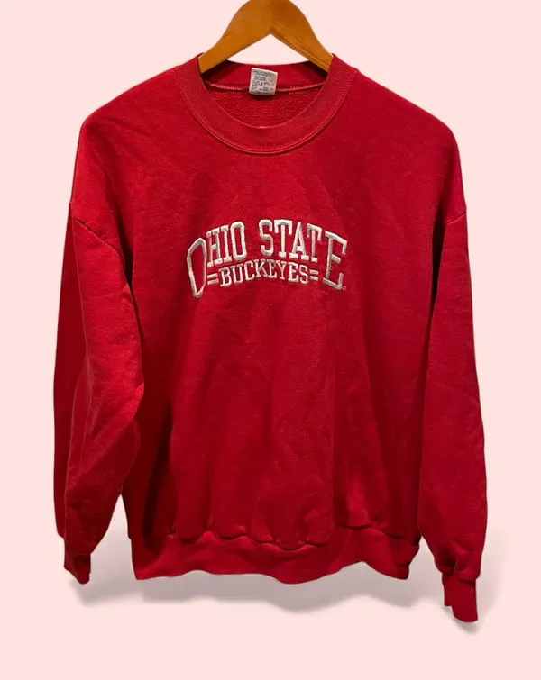 Vintage 80s-90s Jerzees red Ohio State Buckeyes embroidered logo sweatshirt - Image 2