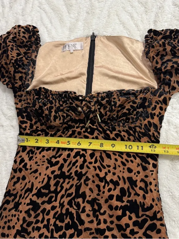 House of CB Athena Leopard Burnout Velvet Corset Mini Dress XS - Image 8