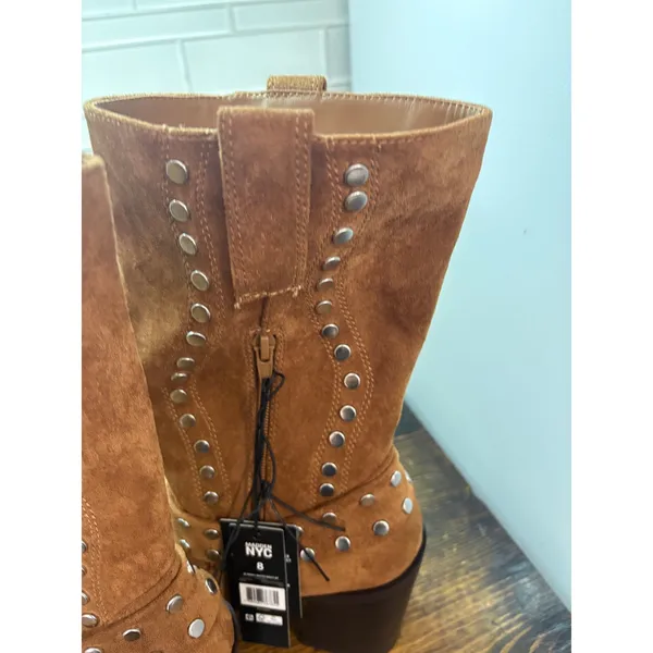 Madden NYC Brown Studded Heeled‎ Boots Size 8 - Image 5