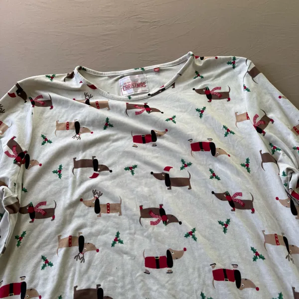 Dog Print Christmas Nightgown White Size XL - Image 4