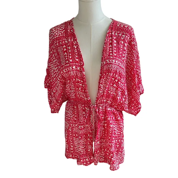 Victoria's Secret red heart pattern swim cover-up Beachy pool cruise resort - Image 2