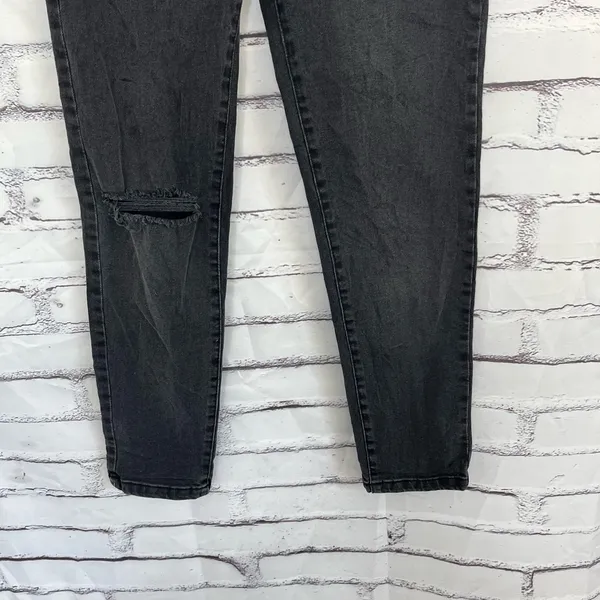 Y2K Cotton On High Rise Stretch Mom Jeans Black Distressed Preppy Size 4 Grunge - Image 4
