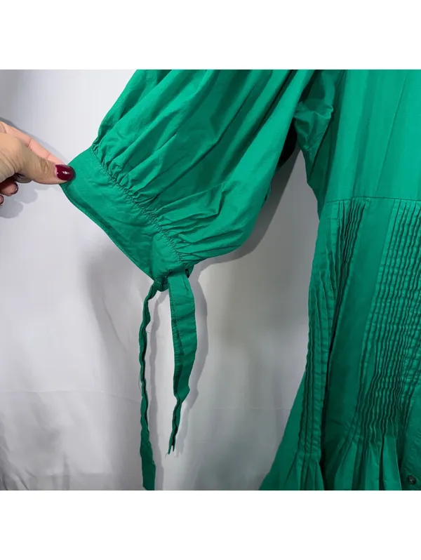 Maeve Anthropologie Green Pintuck Midi Dress XL - Image 5