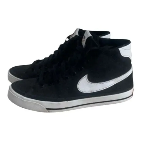 Women’s Nike Court Legacy Canvas Sneakers Size 7 Mid Black White Lace Up Shoes - Image 2