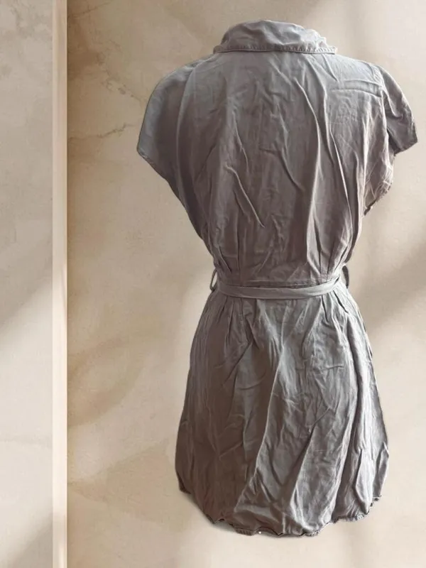 Zara Button-Front Shirt Dress in Olive Taupe - Image 6