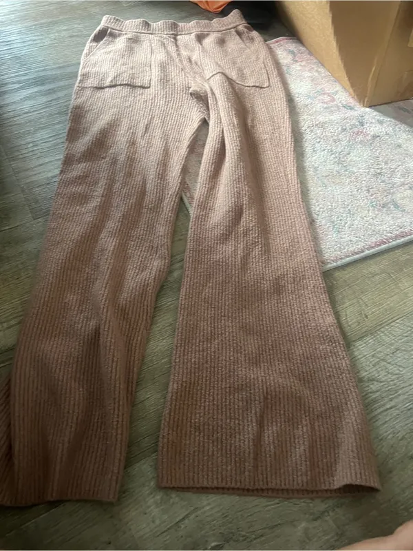 Athleta felicity ribbed Wide Leg Pants Brown Stretchy Knit Relaxed Athleisure - Image 11