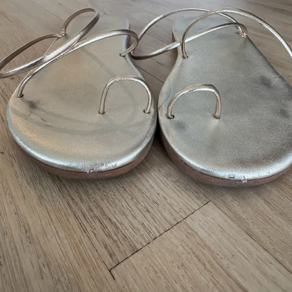 Ancient Greek Sandals Kansiz Metallic Toe-Loop Sandals 37 Platinum - Image 3
